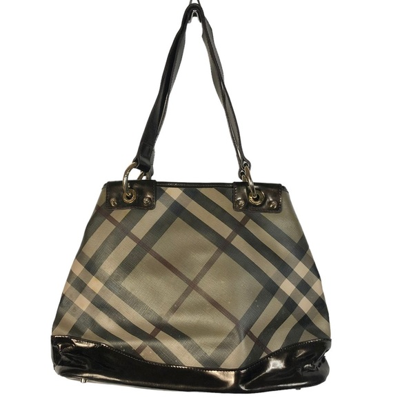 Burberry Brown & Tan Classic Plaid Leather Shoulder Bag - Picture 2 of 12
